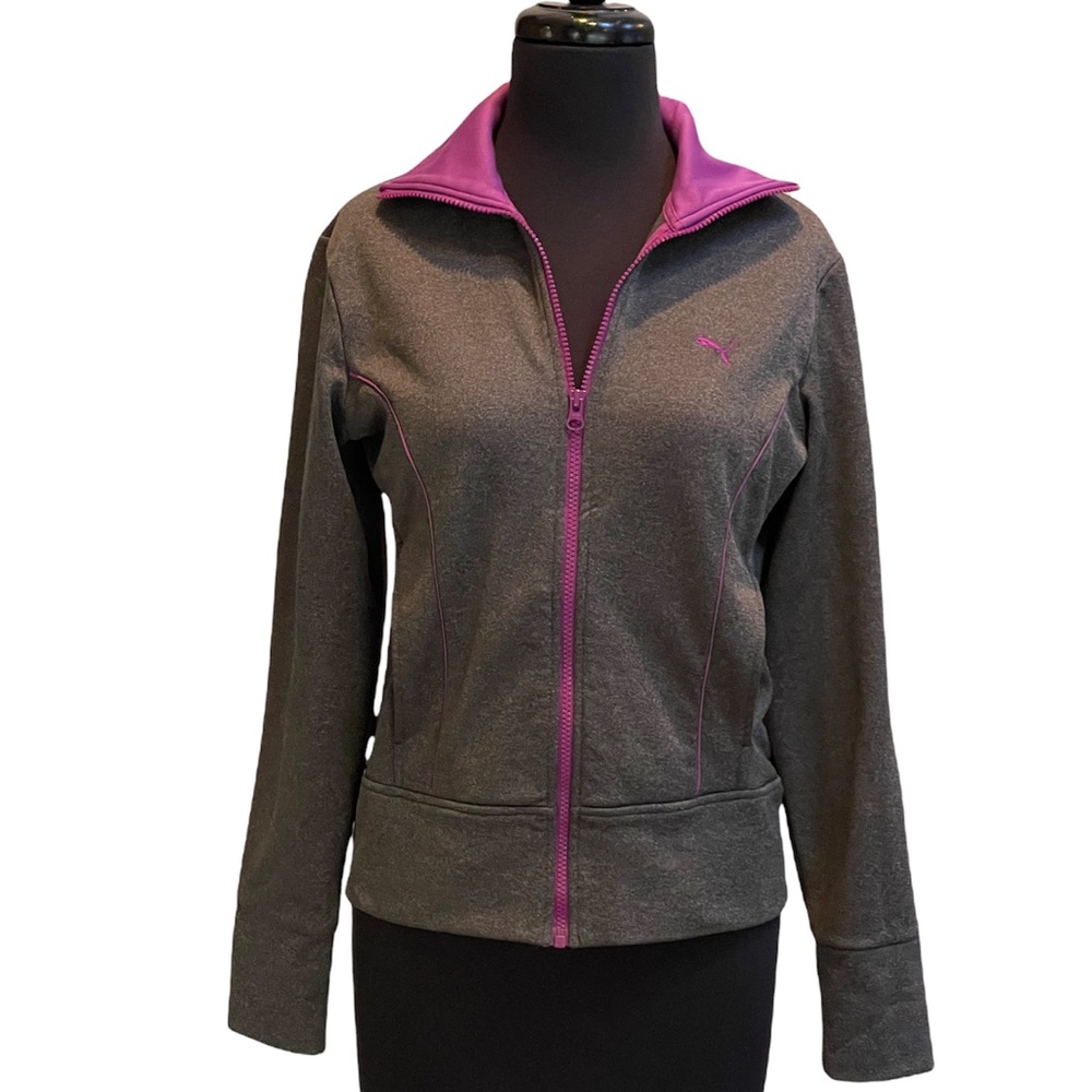 Puma Purple & Gray Athletic Jacket Size S Full Zip Running Athleisure